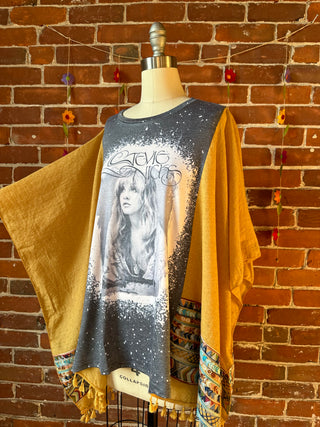 Stevie Nicks Inspired Golden Yellow Tassel Embroidered Poncho