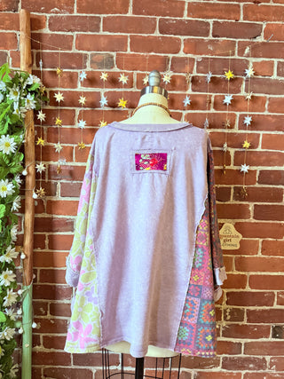 OOAK Winter Collection - Upcycled Kantha Flower Patch Patchwork Poncho Style Top 🌼