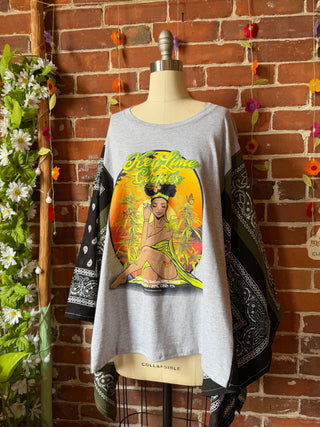 OOAK Summer Collection- Upcycled Key Lime Cookies Bandana Poncho Tee