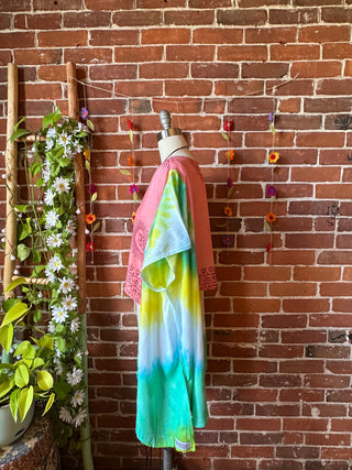 OOAK Autumn Collection - Upcycled Flowy Cropped Hi Lo Tie Dye Poncho Top