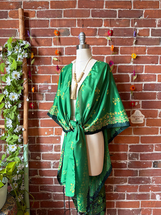 Summer Dreams 100% Silk Poncho Robe- Fair Trade Made