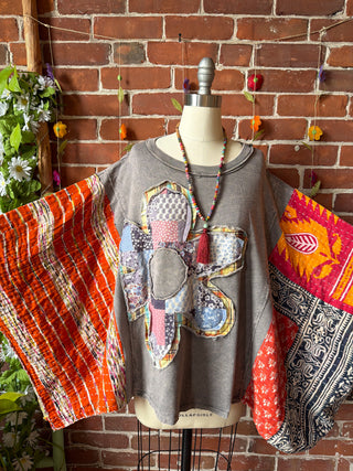 OOAK Spring Collection - Upcycled Flower Patchwork Kantha Poncho Top 🌼
