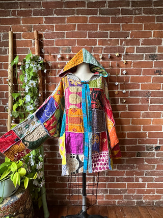 Oversized Juniper Kantha Patchwork Hoodie
