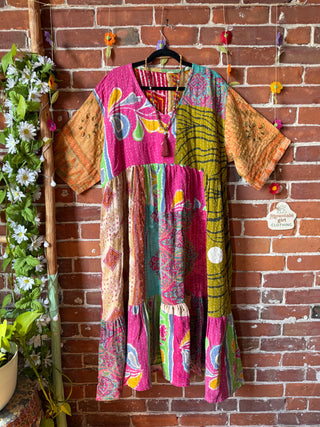 Coffee In The Morning Kantha Dress - Fits up to 3X