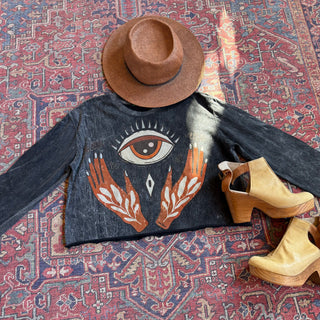 Cotton Mystical Eye Mineral Wash Cropped Tee - Fair Trade Made