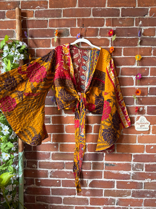 Free Size Nova Kantha Bell Sleeve Wrap Top