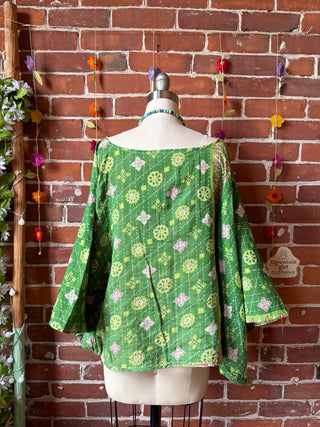 OOAK Spring Collection - Reversible Cosmic Drift Kantha Poncho Top - 2 Tops in 1!