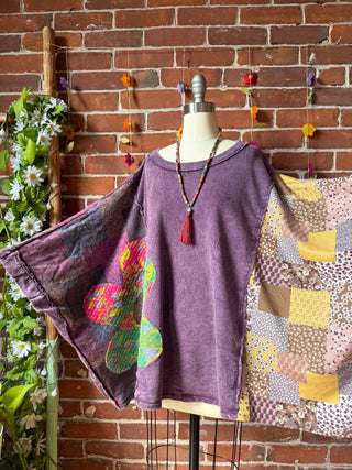 OOAK Summer Collection - Upcycled Flower Patch Patchwork Poncho Style Top 🌼