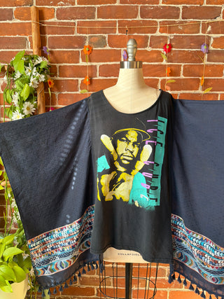 OOAK Autumn Collection- Upcycled Ice Cube Inspired Embroidered Poncho Tee