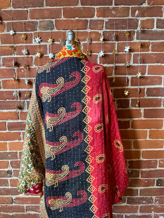 Reversible Gemini Kantha Cocoon Shawl