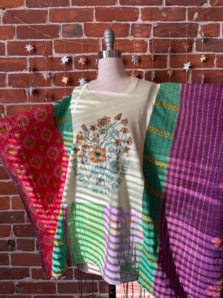 Upcycled Bloom With Grace Kantha Poncho Top