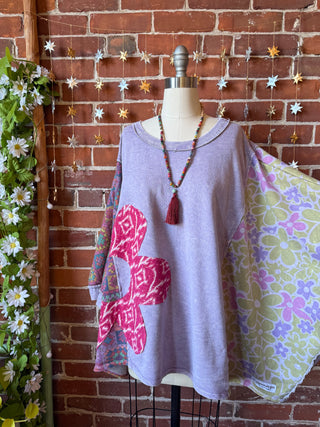 OOAK Winter Collection - Upcycled Kantha Flower Patch Patchwork Poncho Style Top 🌼