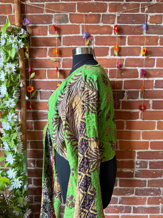 Plus Size Reversible Nova Kantha Bell Sleeve Wrap Top