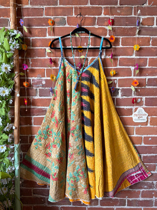Coffee In The Morning Midi Kantha Summer Dress With Pockets - Fits up to 2X