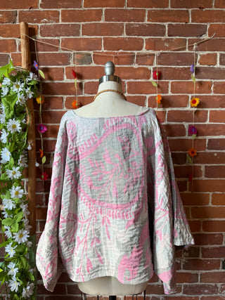 Cosmic Drift Reversible Kantha Poncho Top
