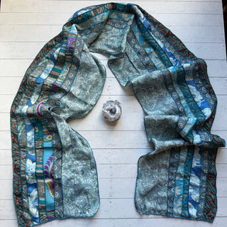 OOAK Summer Collection- Upcycled Seven Panel 100% Silk Sari Scarf - Fair Trade Made