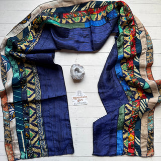 OOAK Summer Collection- Upcycled Seven Panel 100% Silk Sari Scarf - Fair Trade Made