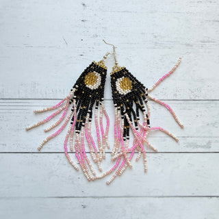Crescent Moon Fringe Earrings