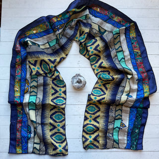 OOAK Summer Collection- Upcycled Seven Panel 100% Silk Sari Scarf - Fair Trade Made