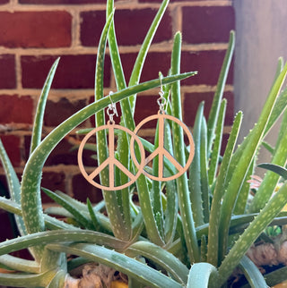 Large Peace Sign Wooden Earrings - Made in the USA