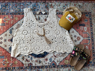 Boho Crochet Overlay Tank - Multiple Colors Available - 100% Cotton