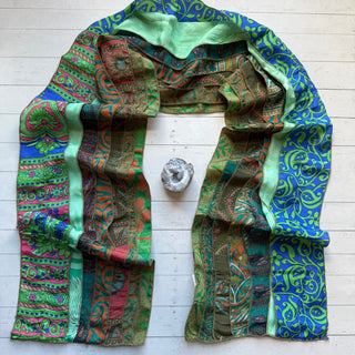 OOAK Summer Collection- Upcycled Seven Panel 100% Silk Sari Scarf - Fair Trade Made
