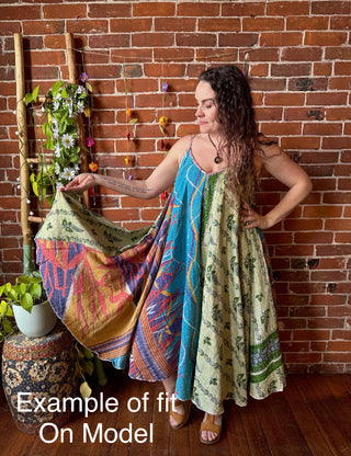 Coffee In The Morning Midi Kantha Summer Dress With Pockets - Fits up to 2X