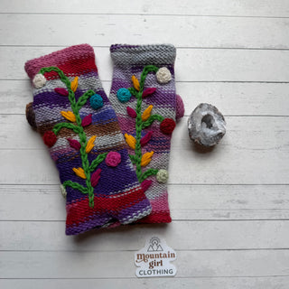Pinks/Purples Floral Vine Gloves - Fair Trade Made