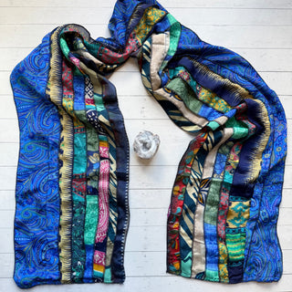 OOAK Summer Collection- Upcycled Seven Panel 100% Silk Sari Scarf - Fair Trade Made
