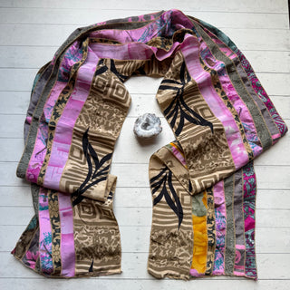 OOAK Summer Collection- Upcycled Seven Panel 100% Silk Sari Scarf - Fair Trade Made