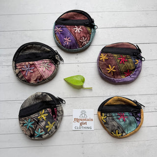 Mystery Color Patchwork Stone Wash Flower Coin Purse - Fair Trade Made