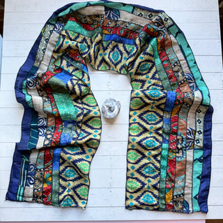 OOAK Summer Collection- Upcycled Seven Panel 100% Silk Sari Scarf - Fair Trade Made