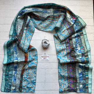OOAK Summer Collection- Upcycled Seven Panel 100% Silk Sari Scarf - Fair Trade Made