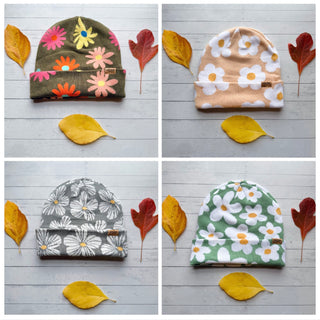 Retro Boho Floral Beanie Hat - Small Business Made!