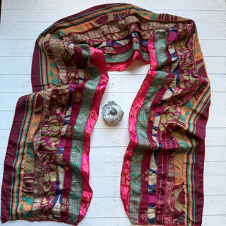 OOAK Summer Collection- Upcycled Seven Panel 100% Silk Sari Scarf - Fair Trade Made