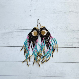 Crescent Moon Fringe Earrings