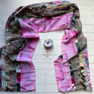 OOAK Summer Collection- Upcycled Seven Panel 100% Silk Sari Scarf - Fair Trade Made