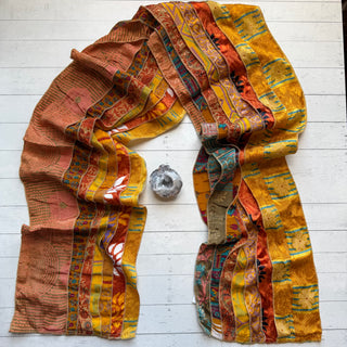 OOAK Summer Collection- Upcycled Seven Panel 100% Silk Sari Scarf - Fair Trade Made