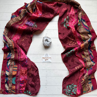 OOAK Summer Collection- Upcycled Seven Panel 100% Silk Sari Scarf - Fair Trade Made