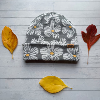 Retro Boho Floral Beanie Hat - Small Business Made!