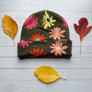 Retro Boho Floral Beanie Hat - Small Business Made!