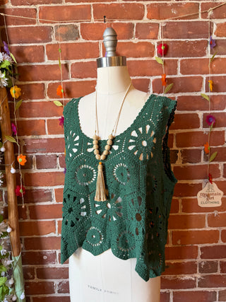 Boho Crochet Overlay Tank - Multiple Colors Available - 100% Cotton