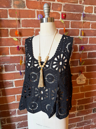 Boho Crochet Overlay Tank - Multiple Colors Available - 100% Cotton