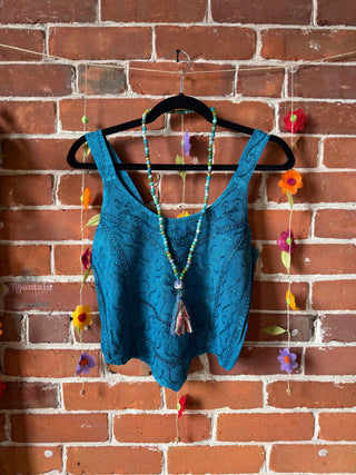 Earthsong Embroidered Cropped Tank Top - Fair Trade Made - Multiple Colors Available