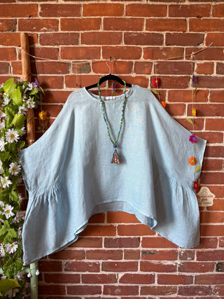 Driftwood Linen Drape Poncho Top - Made in Italy - 3 Colors Available