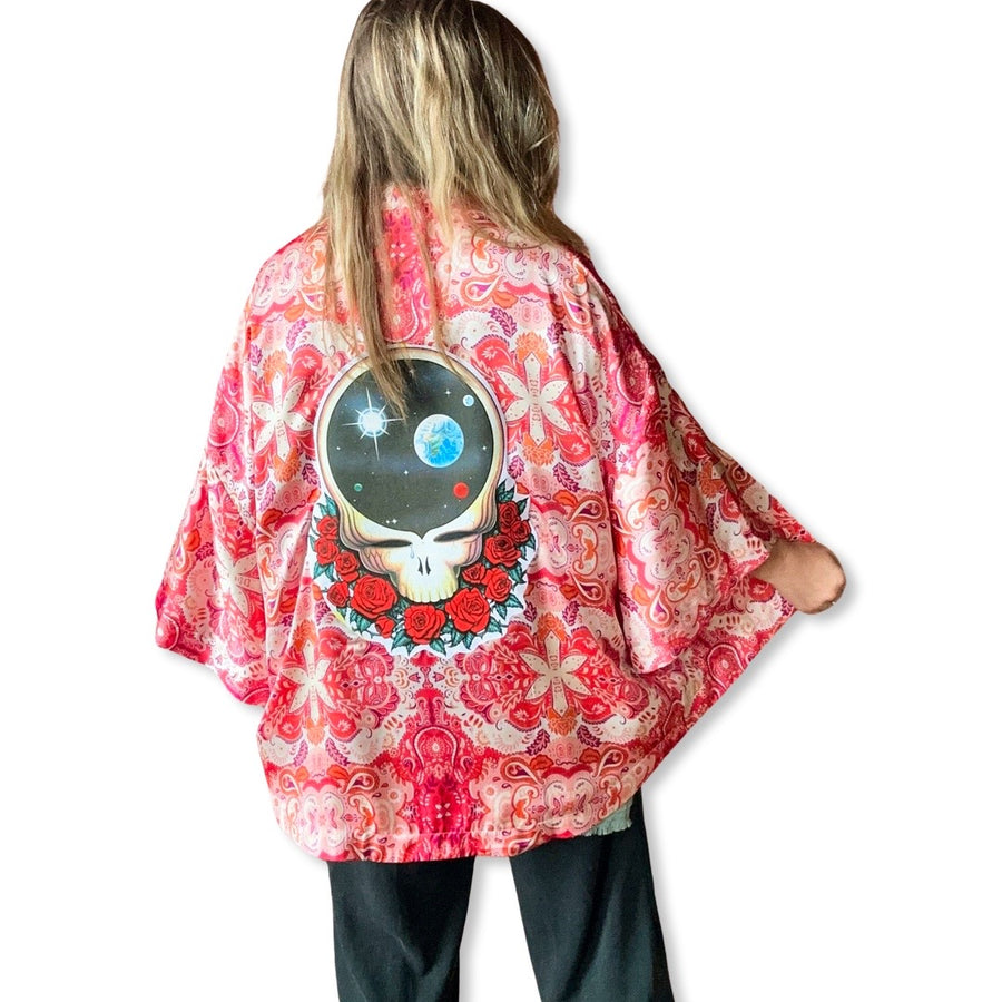 Size Small Silky Flowy Grateful Dead Inspired Kimono Item: 1024