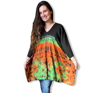 Free Size Raven Tie Dye Poncho Top