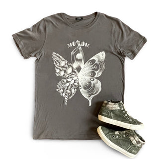 Butterfly Flower Moon Charcoal TShirt