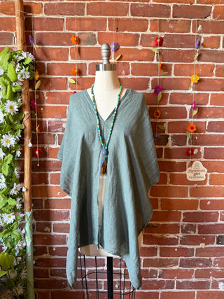 Meadow Mist Linen Poncho Top / Tunic Overlay Top - Made in Italy - Multiple Colors Available