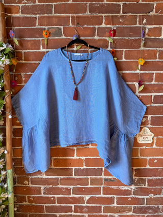 Driftwood Linen Drape Poncho Top - Made in Italy - 4 Colors Available
